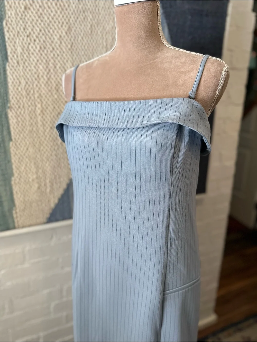 Abercrombie & Fitch Blue Pin Stripe Bodycon Midi Dress